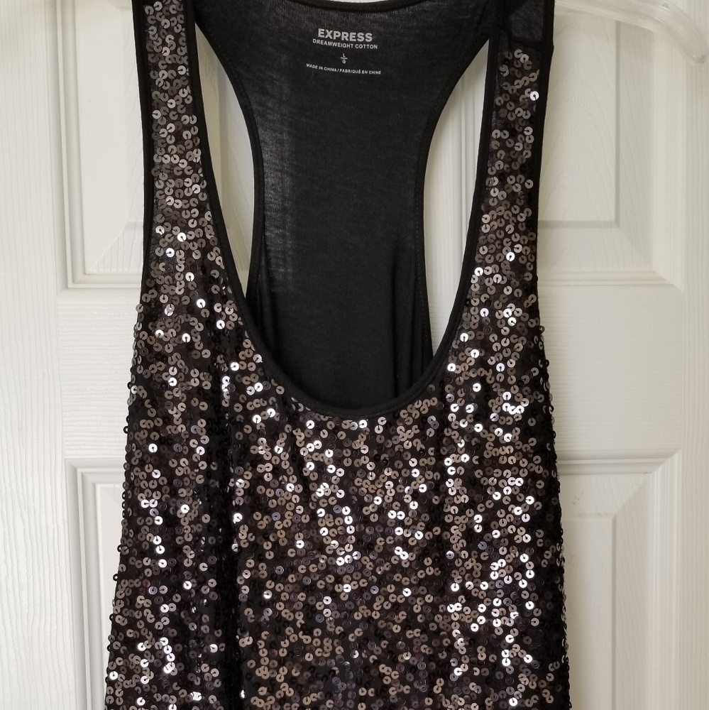 Express sequined front tank top